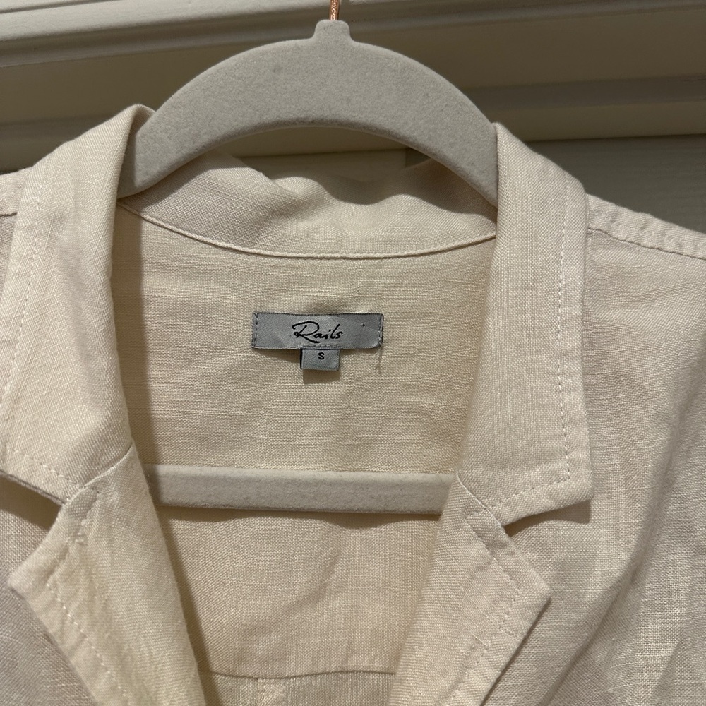 Rails Georgie Tie Waist Linen Romper in Stone - Picture 11 of 13